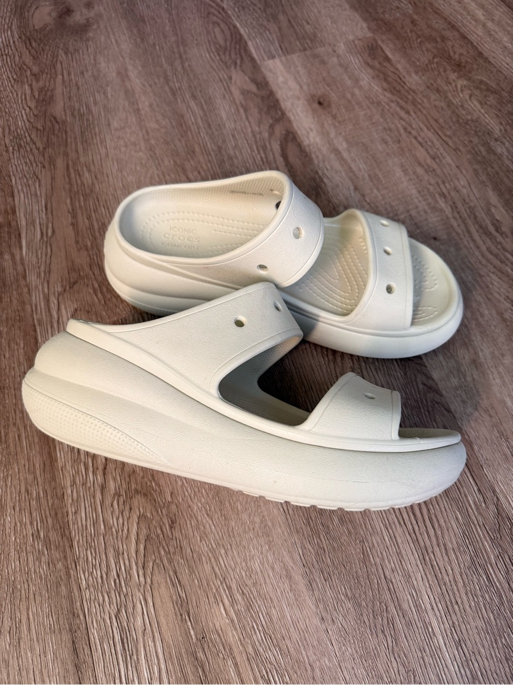 CROCS Women's Double Strap Slide Sandals in Cream